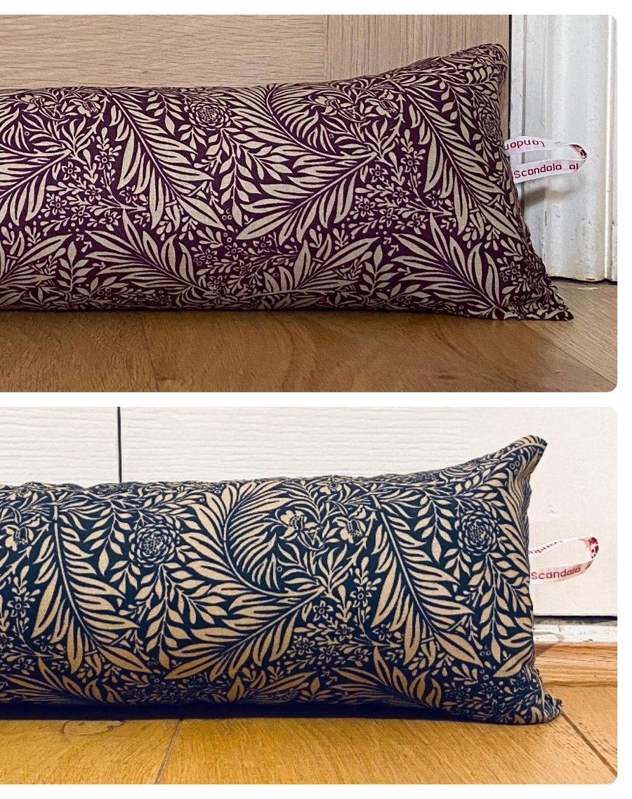 Door draught excluder UK, William Morris draft stopper, heavy door sausage