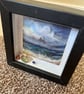 Beach scene cloudy sky, waves and sand needle felt black frame Seaglass shells - Image 6