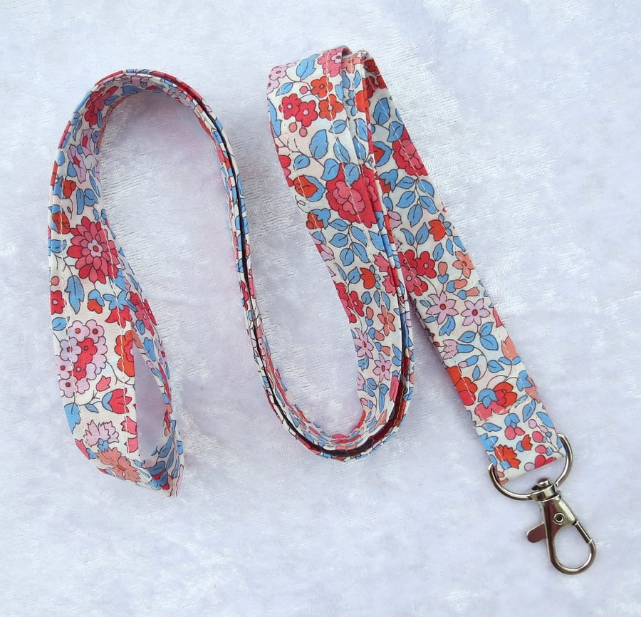 Liberty Tana Lawn lanyard, with swivel lobster clip, floral