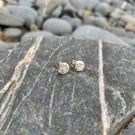 Mini Moon Round Rustic Finish Stud Earrings