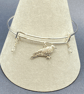 Silver plated bird charm bangle with white topaz stones - Image 5