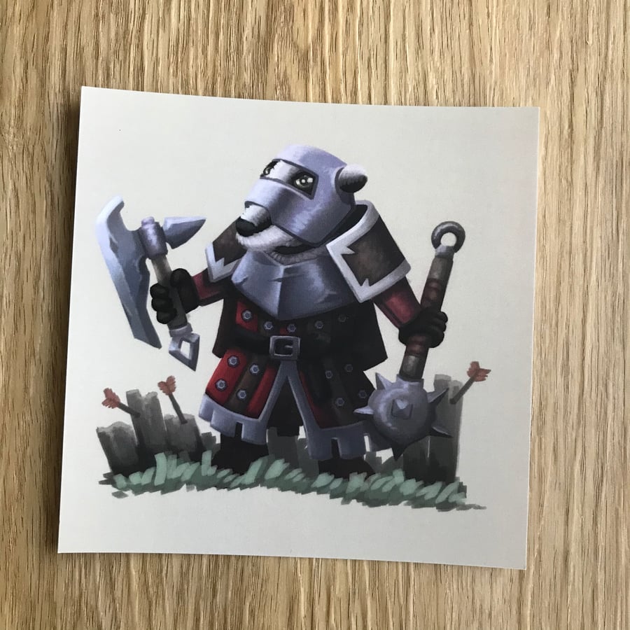 Badger Soldier Square Post Card Print