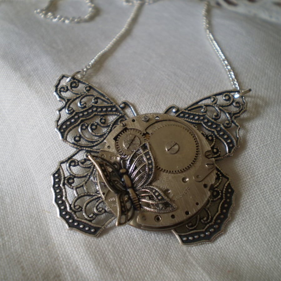Steampunk Butterfly Necklace