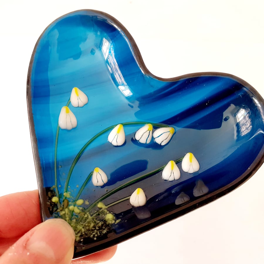 Fused glass heart trinket dish, No 2
