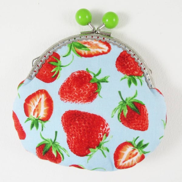 Strawberry Print Clasp Purse