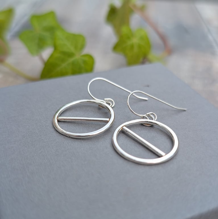 Sterling Silver Geometric Circle Earrings - JBJ1036