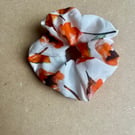 Handmade Poppies Flower Patterned Scrunchie Made From Upcycled Materials