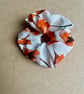Handmade Poppies Flower Patterned Scrunchie Made From Upcycled Materials - Image 1