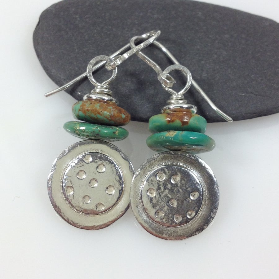 Silver and turquoise Dotty Earrings