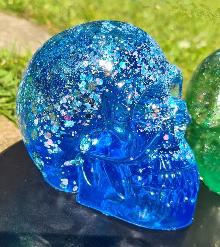Gorgeous Glittery Raspberry Resin Skull. No 7