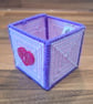 Medium container for office items - purple, pink pattern with heart charm - Image 3