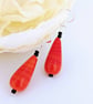 Satsuma Orange Murano Glass Earrings: Sterling Silver Ear Hooks