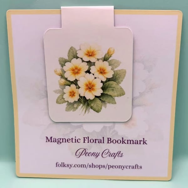 Primrose Magnetic Bookmark - Botanical Bookmark - Spring Flower Page Marker