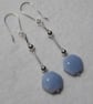 Blue Sky Sterling Silver Earrings featuring Hexagonal blue Opals - Image 4