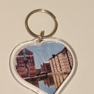 Gloucester Docks River View Photography Heart shaped Keyring 