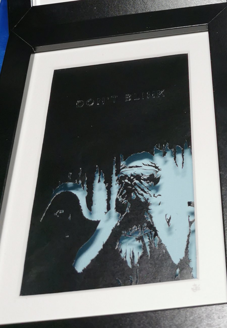 Don't Blink - Doctor Who Themed Handcut, Original, Papercut Framed Artwork