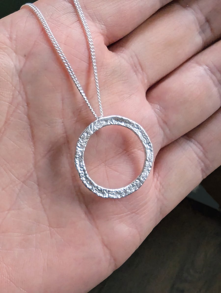 Sterling Silver Handmade Hoop pendant, Handmade Urban Jewellery WEDDING
