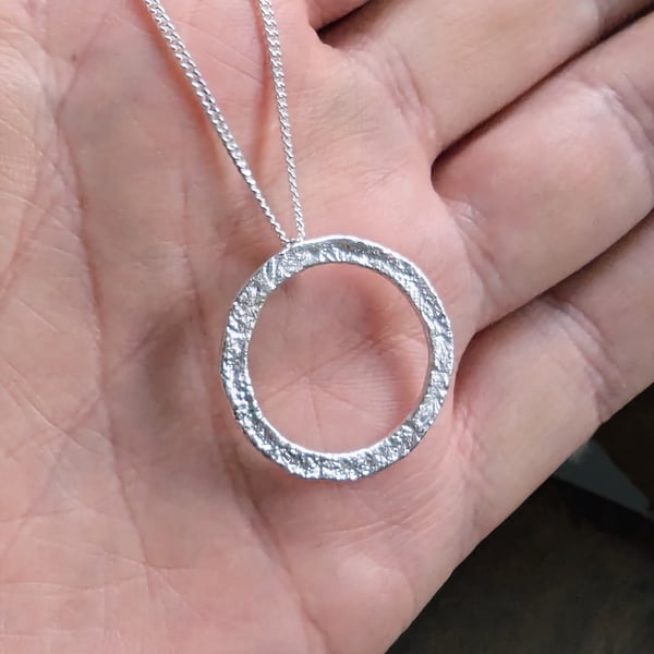Sterling Silver Handmade Hoop pendant, Handmade Urban Jewellery WEDDING