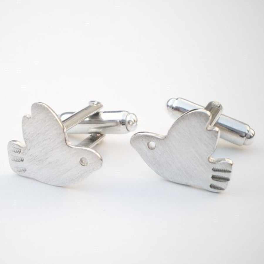 Fathers Day Little Dove Silver Cufflinks