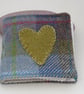 Handmade Blue Green Tartan Heart Tweed Needlebook