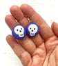 Skulls on purple fabric button dangle earrings -  Seconds Sunday - Image 8