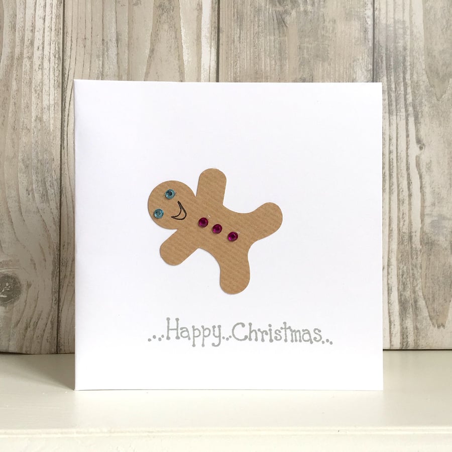 Christmas card - gingerbread man handmade humour fun disco dance pink