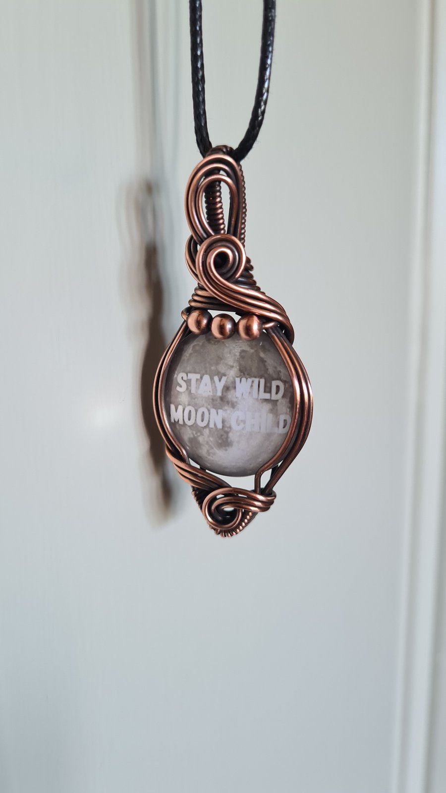 Stay Wild Moon Child Glass & Copper Pendant Necklace Gift Jewellery Jewelry 