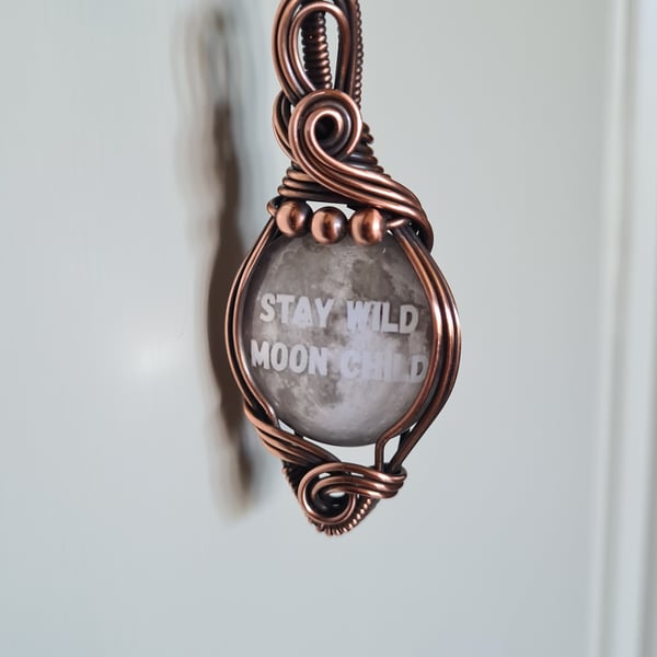 Stay Wild Moon Child Glass & Copper Pendant Necklace Gift Jewellery Jewelry 