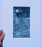 Welcome Home Cottage - Mixed media. Colourful. Unique. Moonlight. Mounted  - Image 5