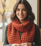 Handmade 7-Foot Puff Stitch Scarf: Rust Double-Strand Winter Accessory - Image 4