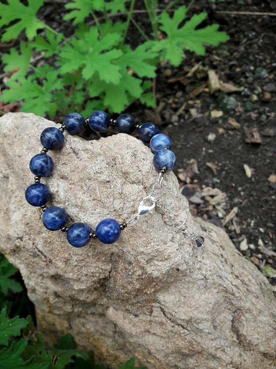 Beaded Sodalite Bracelet with Extender 