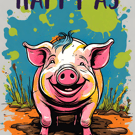 Funny wall art - Happy as a pig