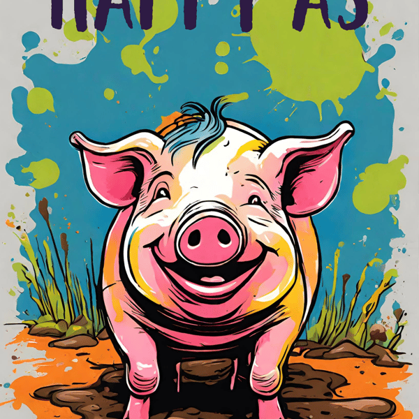 Funny wall art - Happy as a pig