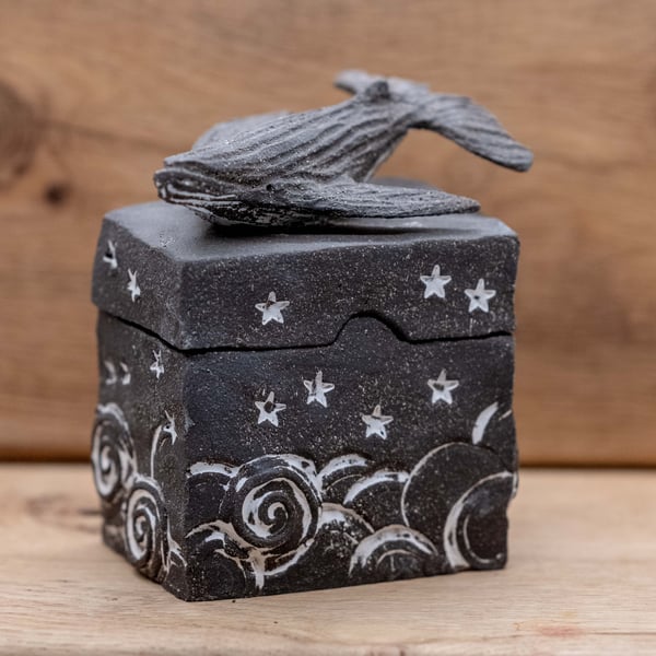 Black Ceramic Humpback Whale Box