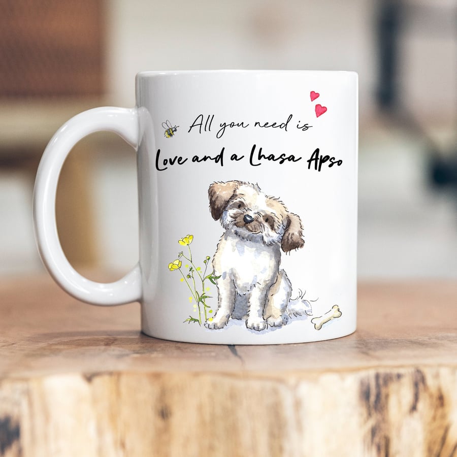 Love and a Lhasa Apso Ceramic Mug
