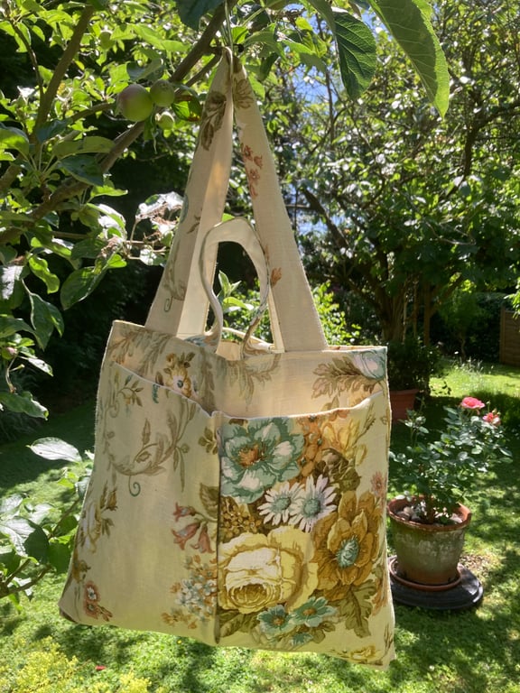 Handmade floral French market bag or beach bag.