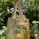 Handmade floral French market bag or beach bag.