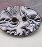 Large Bronze Brocade Oval Handmade Ceramic Button - Image 1