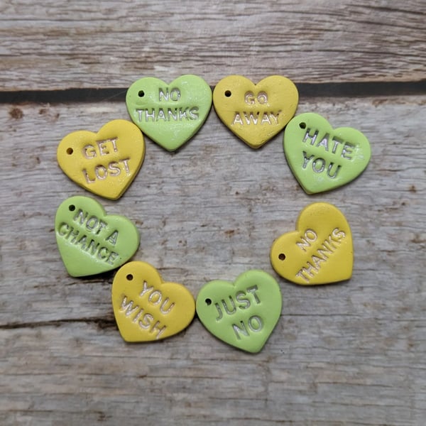 Alternative Valentine Heart Polymer Clay Charms