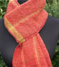 Handwoven Scarf in Reds, Orange and Green - Image 3