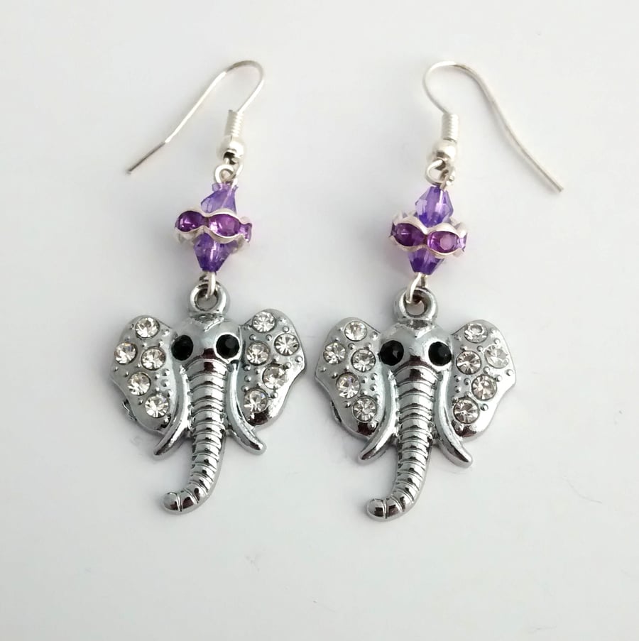Rhinestone Elephant Earrings