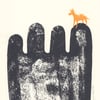 Donkey On Hand No.3 A4 two-colour screenprint