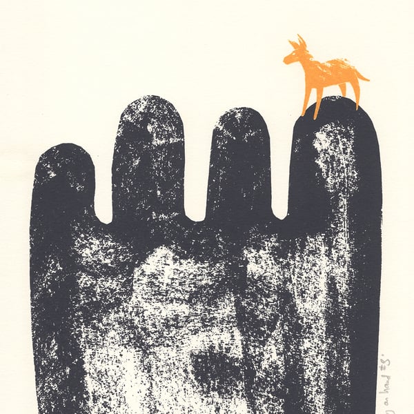 Donkey On Hand No.3 A4 two-colour screenprint