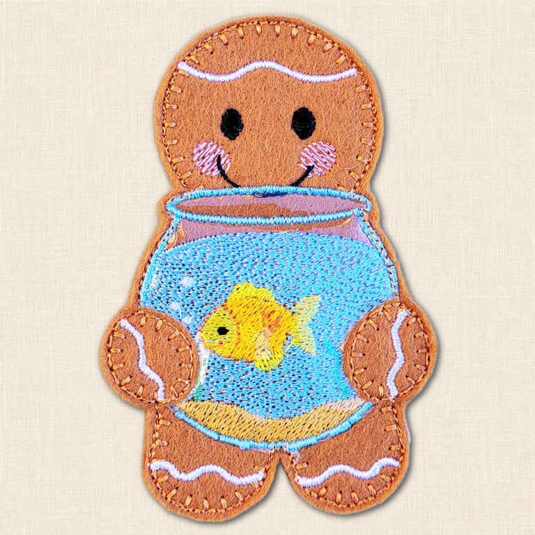 Goldfish Gingerbread Decoration - Embroidered Pet Fish Character
