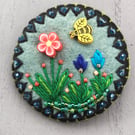 Hand Embroidered Buzzing Bee Brooch