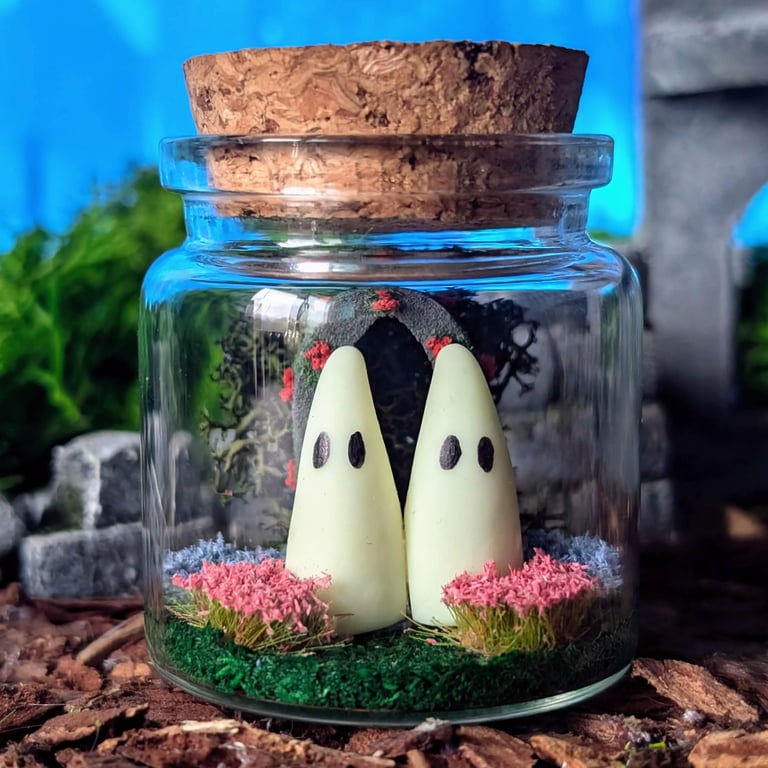 Adopt a Twin Ghost Twinshade Handmade Glow in the Dark Jar Spirit