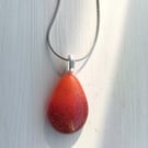 Drop of colour glass necklace Red and orange