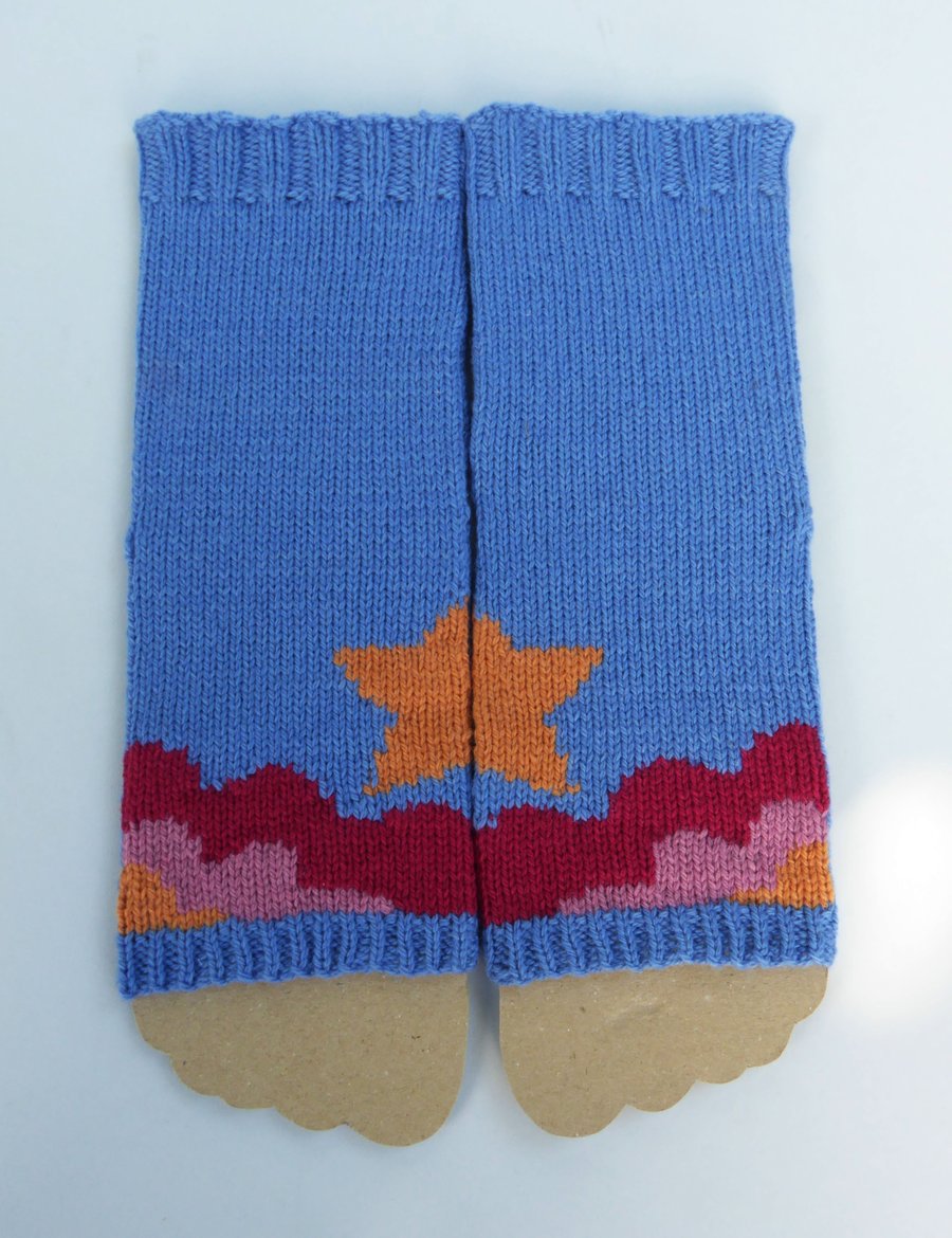 Star and Rainbow Clouds Yoga Socks with Open Toes and Heels, Dance Ankle Warmers
