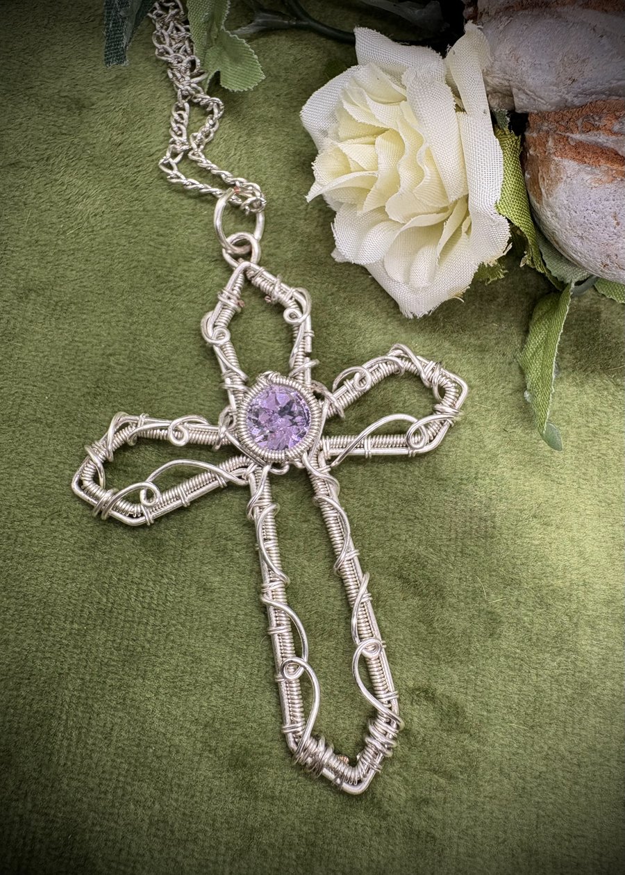 Silver wire wrapped Crucifix