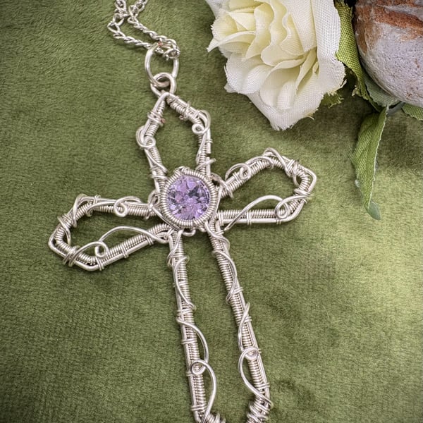 Silver wire wrapped Crucifix